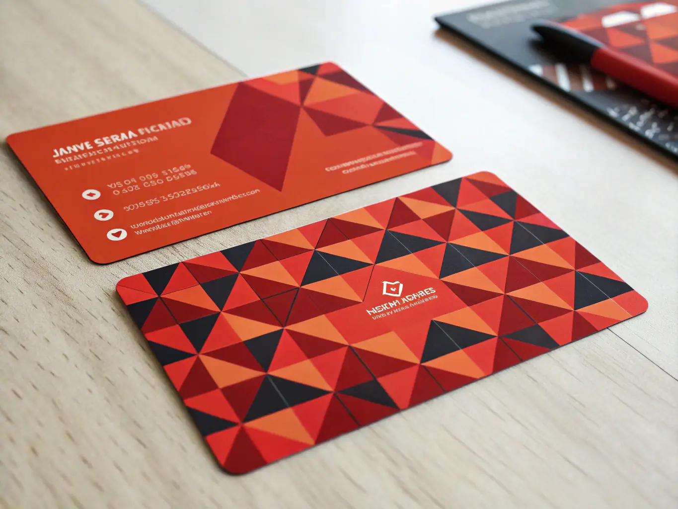 A vibrant and creative business card template with bold colors and geometric shapes, ideal for design agencies and creative professionals.